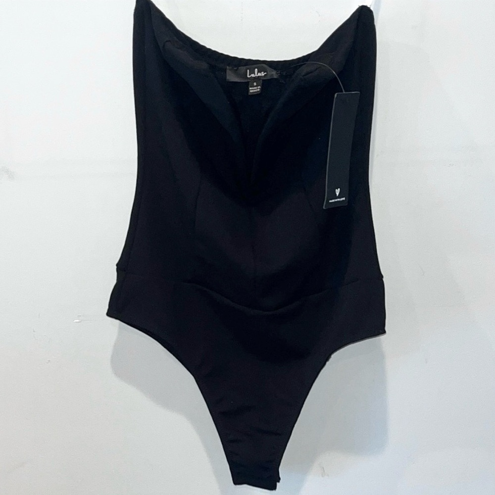 Lulus Women’s Strapless Black Bodysuit Plunge Neckline Corset Size Small NWT - Picture 2 of 12